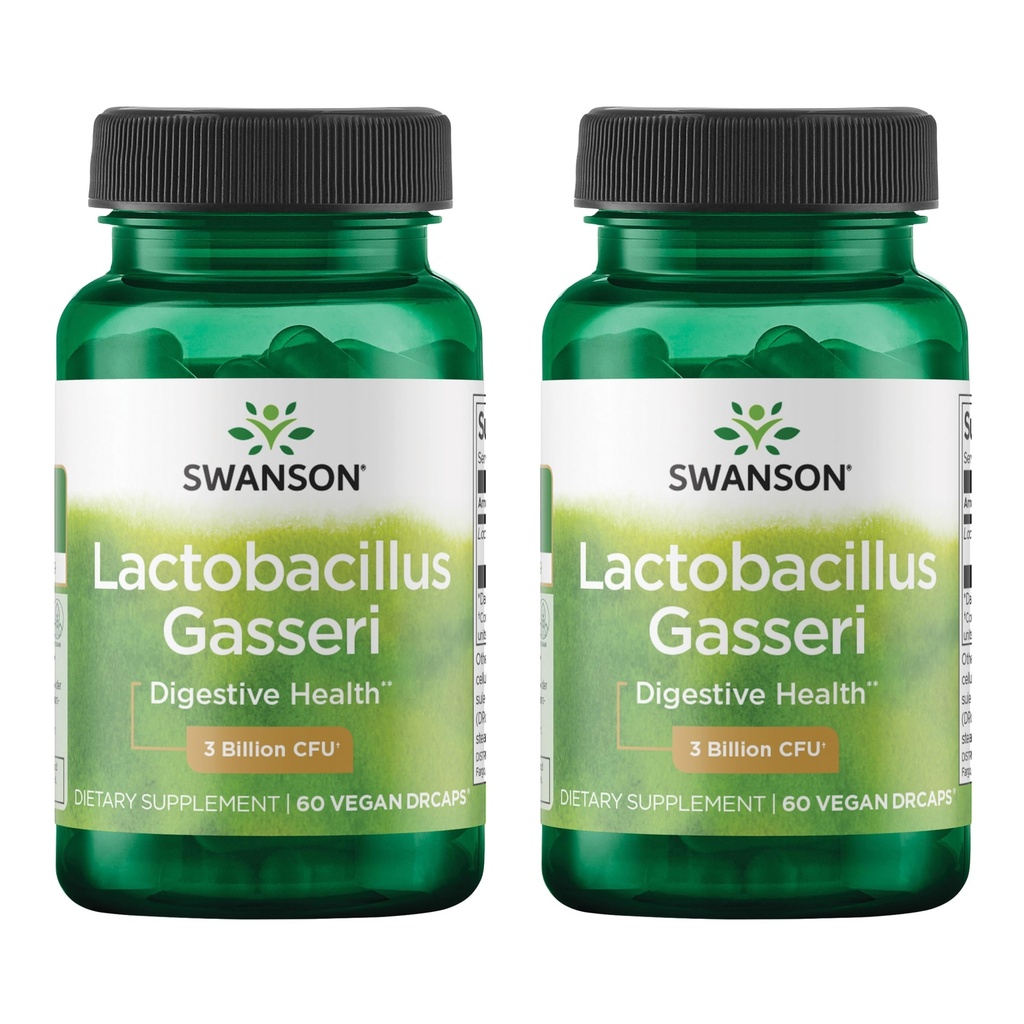 Swanson Lactobacillus Gasseri - Probiotisk tillskott som stöder Digestive Health med 3 miljarder CFU - Design-Release Satiety & Fat Metabolism Support - (60 Veggie Capsules) 2 flaskor