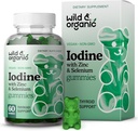 Wild & Organic Iodine Gummies 250mcg - Immune Support Complex w/Potassium Iodide - Selenium Zink Iodine Supplement för immunitet och övergripande stöd - 60 Vegan, Pectin-Based Gummies