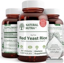 Natural Nutra Red Yeast Rice Extract, Cardiovascular Support, hjälper till att förbättra immuniteten, hjälper till att upprätthålla kroppsfetter och hjärthälsa, förbättra matsmältningen, Gluten fria tillskott, 600 mg 60 kapslar (3 Pack)