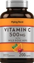 Piping Rock Vitamin C | 500mg | 200 Caplets | med Rose HIPS | Vegetarian, icke-GMO, Gluten Free Supplement