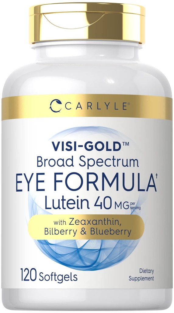 Carlyle Eye Health Supplement | 120 Softgels | med Lutein 40mg, Zeaxanthin, Bilberry och Blueberry | Bred Spectrum Eye Support Vitamins | Non-GMO, Gluten Free Formula
