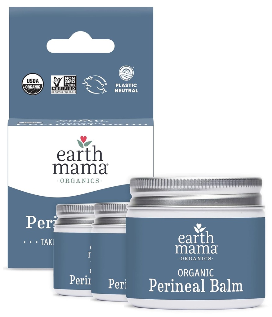 Earth Mama Organic Perineal Balm | Naturligtvis kylning Herbal Salve för graviditet och postpartum lättnad med häxa Hazel & Calendula, Feminine Care Essentials, No Benzocaine eller Butane, 2-Oz (3-Pack)