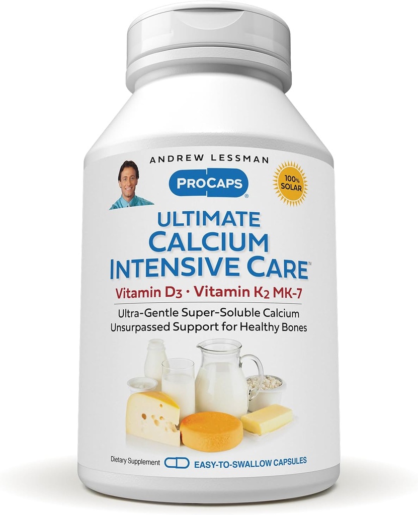ANDREW LESSMAN Ultimate Calcium Intensive Care med vitamin D3 och K2 MK7-120 mcg - 720 kapslar - Bone och Skeleton Health Essentials. Gentle, lätt att svälja, superlöslig. Inga tillsatser