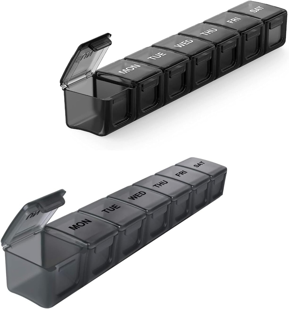 2 Pack Extra Large Pill Organizer, Sukuos Weekly Pill Case med Clear Lid, Arthritis Friendly Medicine Organizer för piller / vitamin / fiskolja / tillägg, BPA gratis, lätt att rengöra