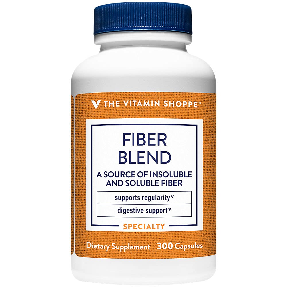 Vitamin Shoppe Fiber Blend, en naturlig källa av olöslig och löslig fiber, stöder Digestive Health & Regularity (300 kapslar)