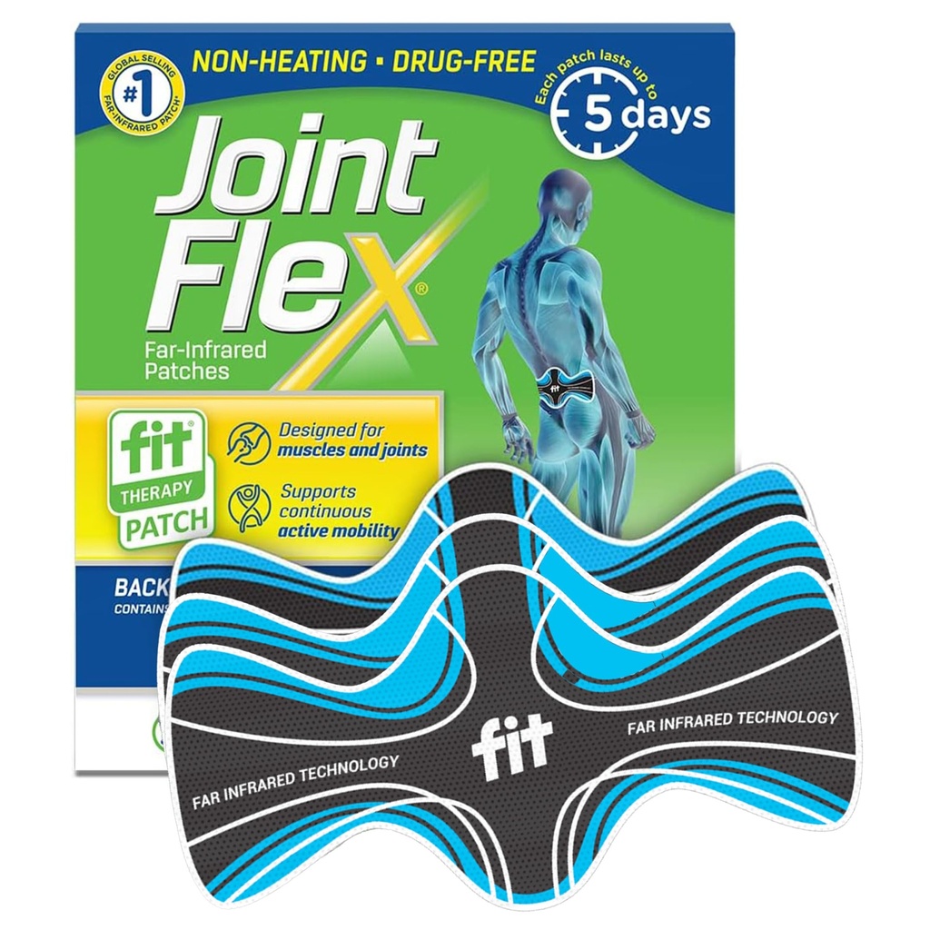 JointFlex FIT Therapy Far Infrared Patch for Lower Back stöder kontinuerlig aktiv rörlighet, upp till 5 dagar / patch, syntetisk, vattenresistent, icke-värme, drogfri - 3 Pack, 7.87 "x 3.93"