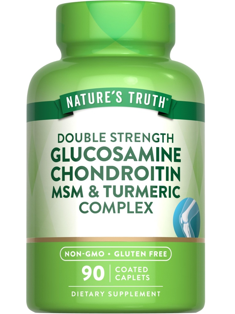 Naturens Sanning Glukosamin Chondroitin MSM Complex | 90 Caplets | med gurkmeja | Dubbel styrka | Non-GMO & Gluten fri tillägg