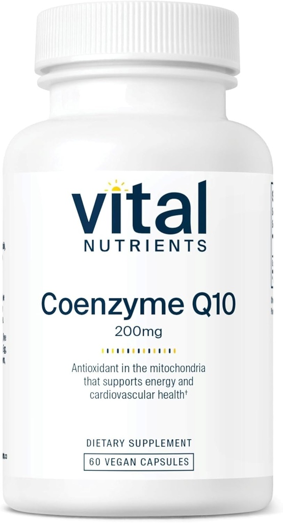 Vital Nutrients CoQ10 200mg | Vegan Supplement | Potent Antioxidant of CoEnzyme Q10 to Support Heart Health and Energy Levels* | Gluten, Dairy and Soy Free | Non-GMO | 60 Capsules