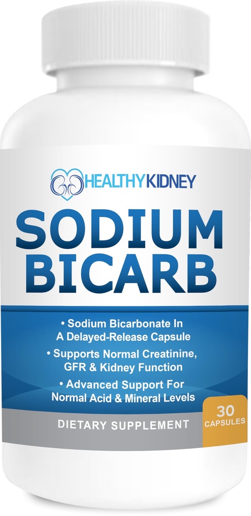 Natriumbikarbonat 650 Mg tabletter - Fördröjd frisättning för normal njurfunktion - Baking Soda tabletter, natriumpiller, Bicarbonato De Sodio para Tomar, Bicarbonate of Soda - 30 kapslar