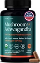 USDA Organic Lions Mane Supplement Capsules med Ashwagandha, Chaga, Reishi, Cordyceps, Turkiet Tail (18.600mg/serv) 10x Adaptogenic Mushroom Complex som Focus Supplement - Energi, immunitet & Nootropic