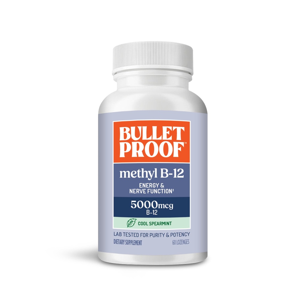 Bulletproof Cool Spearmint Methyl B-12 Lozenges, 60 Count, Supplement för energi och nervfunktion