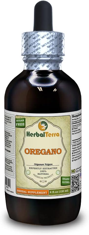 Oregano (Origanum Vulgare) Tinktur, Organic Dried Leaves Liquid Extract (Brand Name: HerbalTerra, Proudly Made in USA) 4 fl.oz (120 ml)