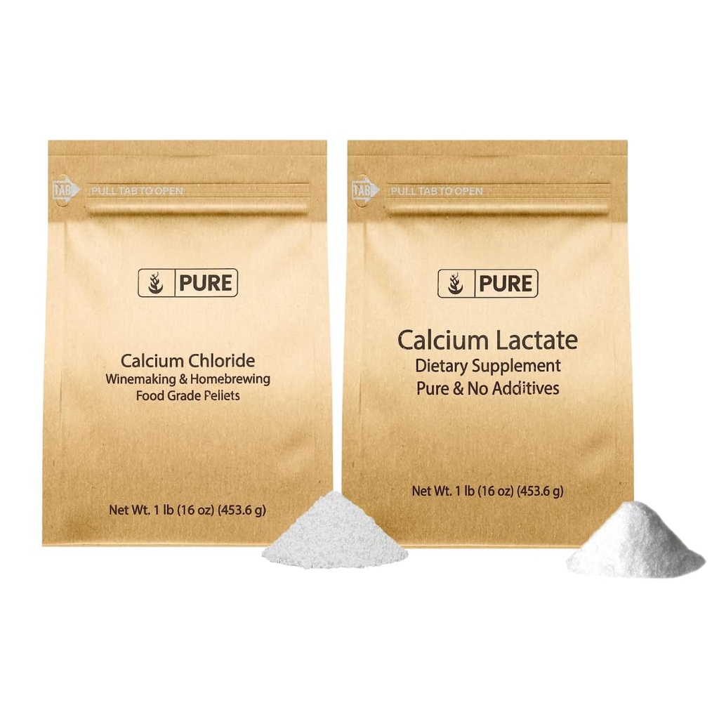 Rena originalingredienser Calcium Chloride & Calcium Lactate Bundle, (1lb) Kosttillskott, Fina pulver