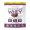 Designer Wellness, Designer Whey, Natural Whey Protein Powder with Probiotics, Fiber, and Key B-Vitamins for Energy, Gluten-Free & Kosher, Double Chocolate, 2 lb