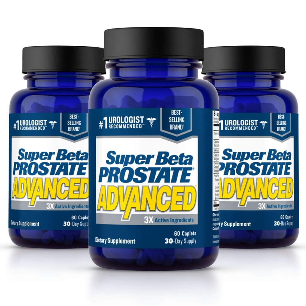 SUPER BETA PROSTATE Advanced - Minska badrumsresor, främja sömn, stödja blåsa sysselsättning. Prostata tillskott för män med Beta Sitosterol, inte Saw Palmetto (180 Caplets, 3-Pack)