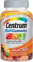 Centrum MultiGummies vuxna (120 greve, Natural Cherry, Berry, Orange Flavor) Multivitamin/Multimineral Supplement Gummies, Vitamin B12, D, E, Age 50+