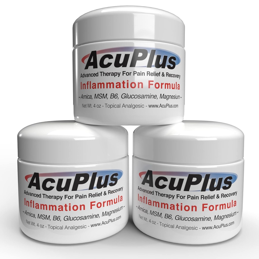 AcuPlus - Advanced Pain Relief Topical Anti Inflammatory Cream to Soothe Muscle & Joint Pain - Arthritis, Bursitis, & Tendonitis - Fast-Acting Formula with Natural Ingredients - 4 uns. vardera, Pack av 3