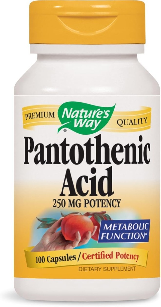 Naturens sätt Pantothenic Acid 250 Milligram Potens, 100 kapslar. Förpackning med 3 flaskor