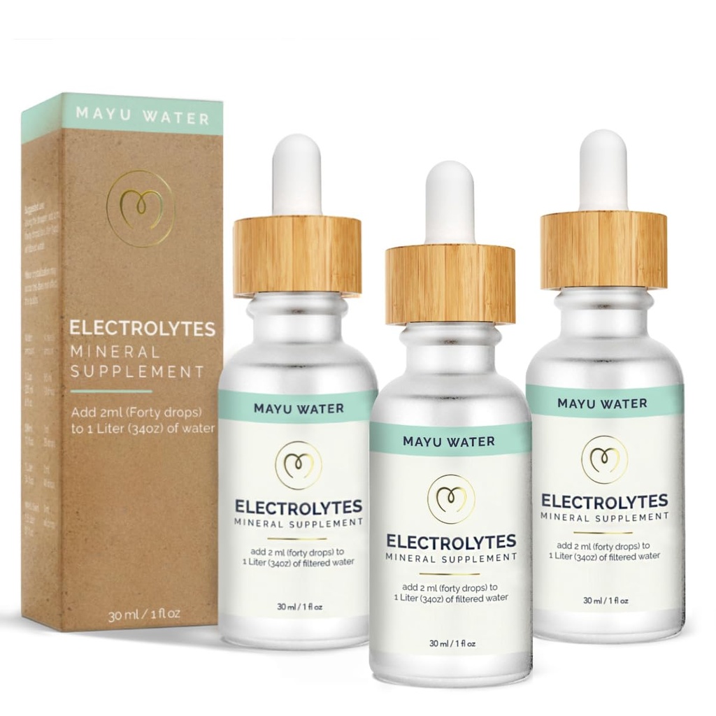 MAYU Electrolyte Water Drops - Fast Absorption Mineral Drops for Drinking Water, Hydration Essential Minerals Mix - 100% rena naturliga mineraler, Dehydration Solution, Sugar Free Electrolytes -30 ml (3)