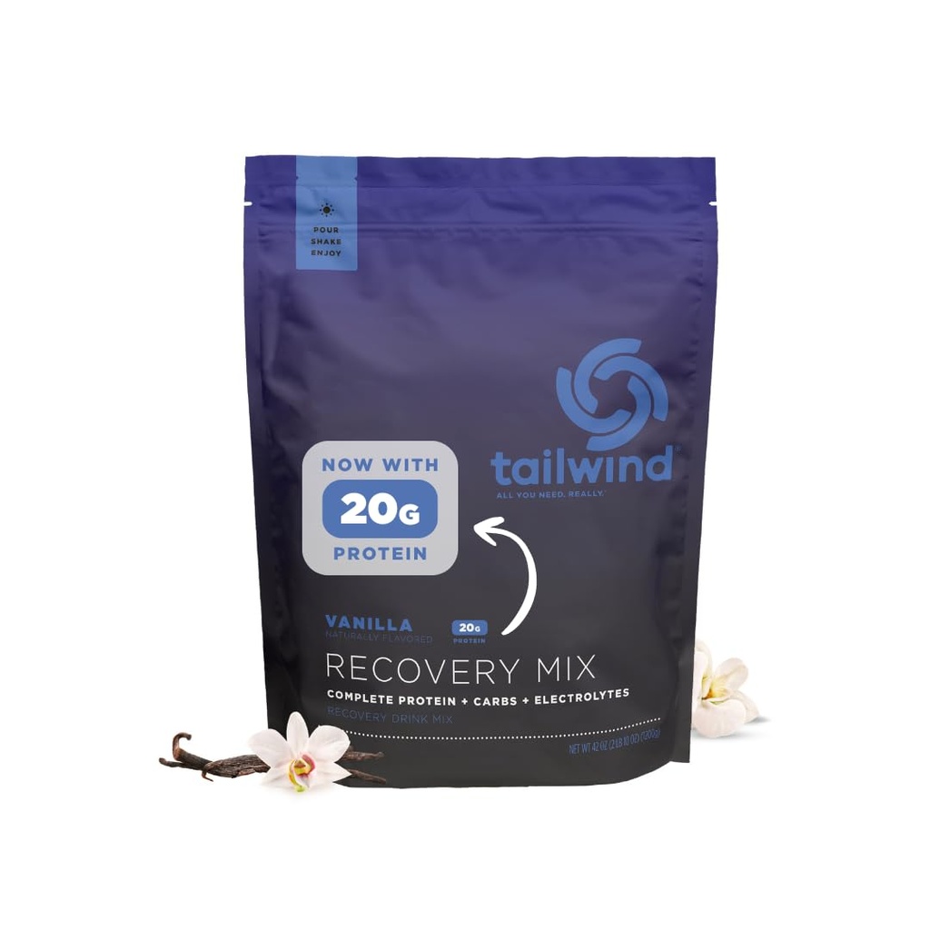 Tailwind Nutrition Recovery Mix, 20 Grams Complete Protein, kolhydrater och Electrolytes Powder Drink Mix för Post-Workout, Fri från Gluten, Soja och Dairy, Vegan, 20 portioner, Vanilla