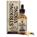 Slående Viking Beard Growth Oil med Biotin - 2 Fl Oz, Vanilla - Tjockning, Conditioning Biotin Beard Oil Serum för män med Argan & Jojoba - Facial Hair Growth Serum för Män