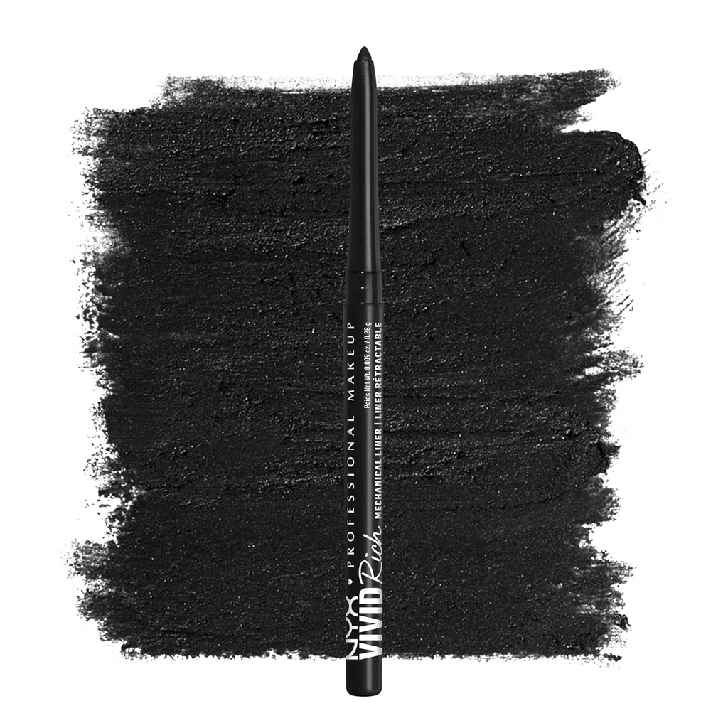 NYX PROFESSIONAL MAKEUP Mechanical Eye Pencil, Vivid Rich Mechanical, Creamy Retractable Eyeliner - Alltid Onyx, Black Eyeliner