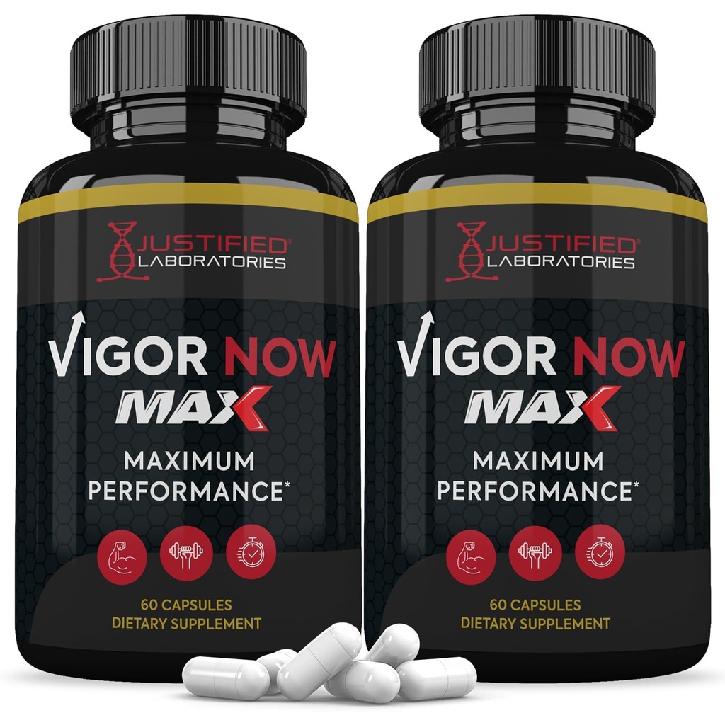 Justifierade laboratorier (2 Pack Vigor Now Max 1600MG Advanced Mäns hälsa Formel 120 kapslar
