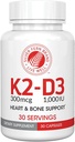 Silver Fern Vitamin K2-D3 Supplement Brand - Naturlig, icke-syntetisk - K2-7 som Menaquinone-7 (MK-7) - D3 som kolekalciferol - Ben, hjärta och energistöd (2 flaskor - 60 kapslar - 60 portioner)