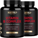 Vitamin B-komplex - Innehåller alla väsentliga B-vitaminer - B1, B2, B3, B5, B6, B7, B9, B12 och Biotin - Super B-komplex vitaminer för energi, immunitetsstöd - 180 tabletter