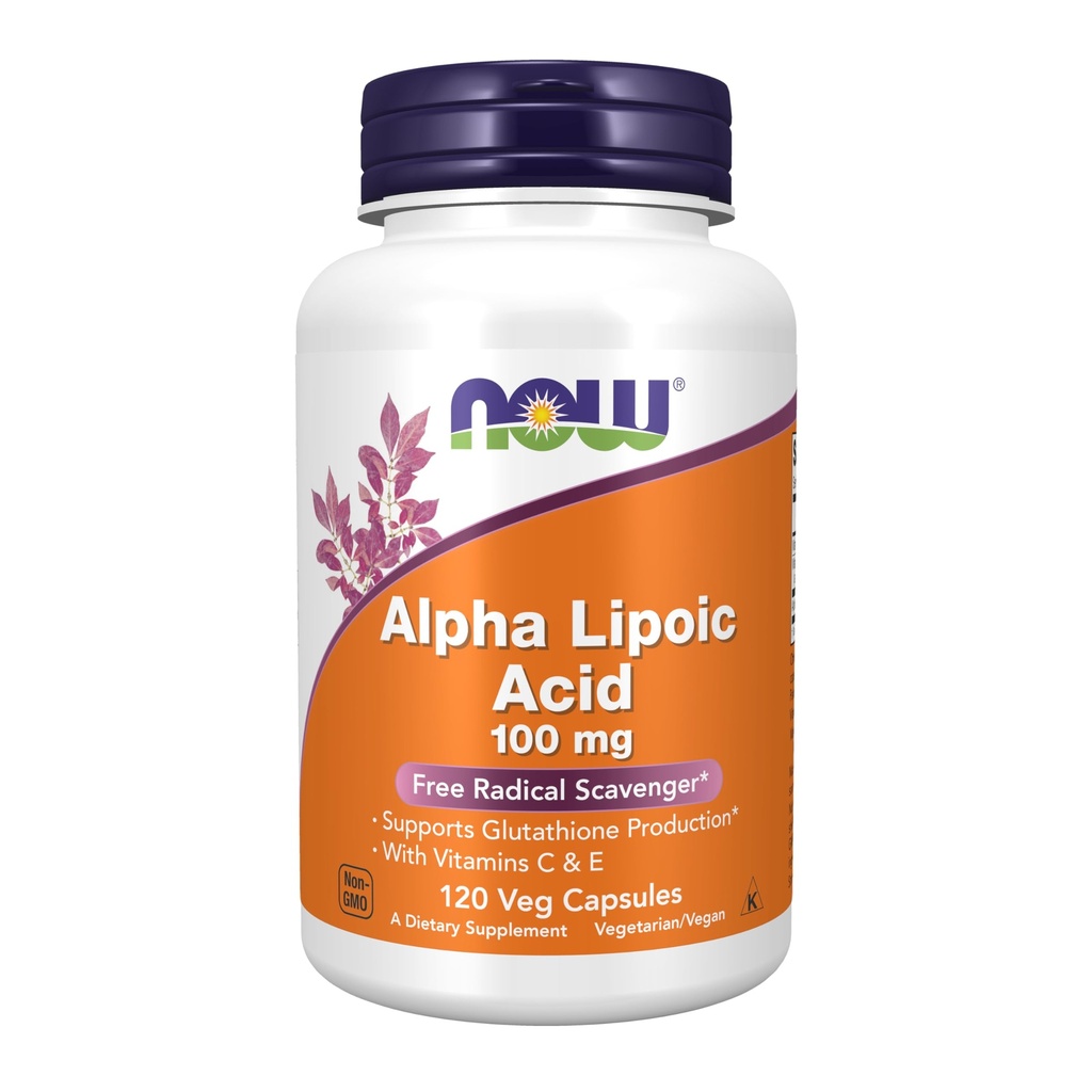 NOW Foods Supplements, Alpha Lipoic Acid 100 mg med vitamin C & E, Free Radical Scavenger *, 120 Veg Capsules