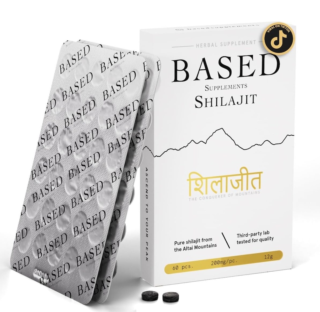 Baserat Shilajit | Rena Shilajit tabletter med Max Potency, Energy & Immune Support för män och kvinnor | Rik i Fulvic Acid och 85+ Trace Minerals, 60 tabletter