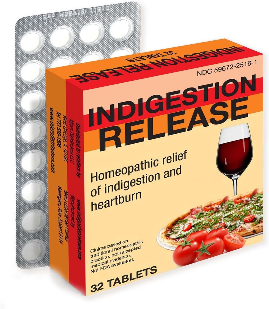 Miers Lab Indigestion Relief Capsules, homeopatiska tabletter för Heartburn Relief, säker och effektiv, snabbverkande, 32 tabletter