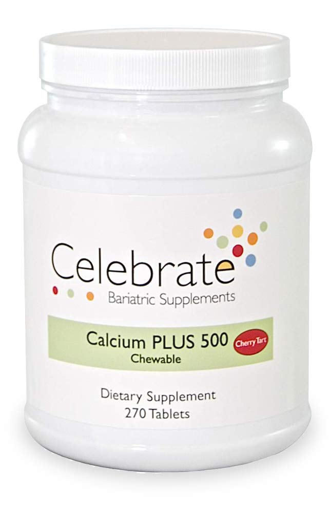 Celebrate Vitamins Calcium Plus - 500mg Calcium Citrate, 333 IE Vitamin D3 & 34mg Magnesium för Post Bariatric Surgery - Gluten-Free & Sugar-Free - Cherry, 270 Tabletter