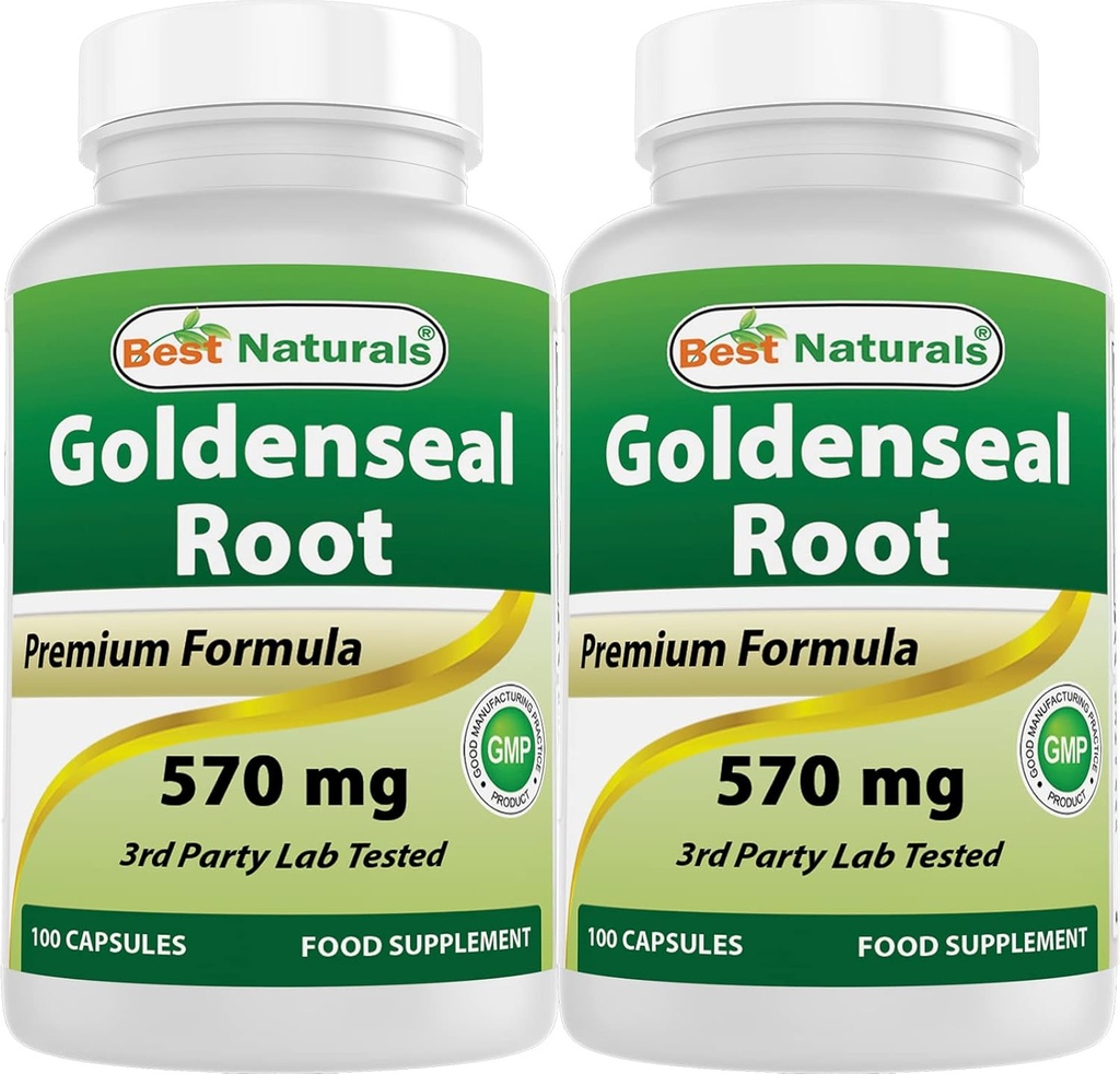 Bästa Naturals Goldenseal Root 570 mg (Non-GMO) 100 kapslar (100 greve av 2)