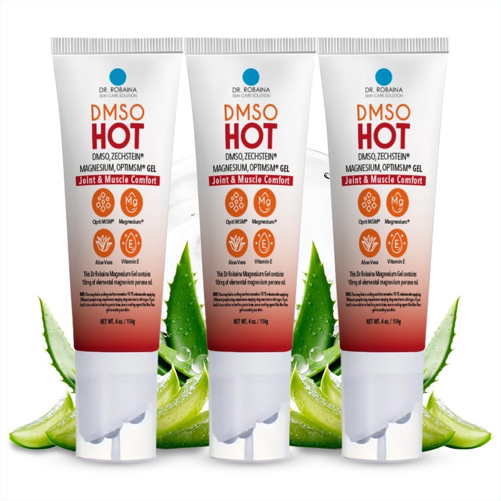 Dr. Robaina DMSO HOT Roll-On - 99,9% ren farmaceutisk grad | Multi-Ball Applicator för riktad värme | Zechstein Magnesium, MSM, Arnica, Aloe Vera, Vitamin E - 4 oz | Made in USA