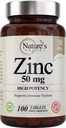 Zink 50mg [High Potency] Supplement - Immune Support System från Natural Zink (Oxide/Citrate) 100 tabletter, gjord av naturens potential.