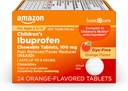 Grundläggande vård Barns Ibuprofen Chewable tabletter, smärtstillande och feberreducer, orange smak, ålder 2-11, varar upp till 8 timmar, 100 mg, 24 greve