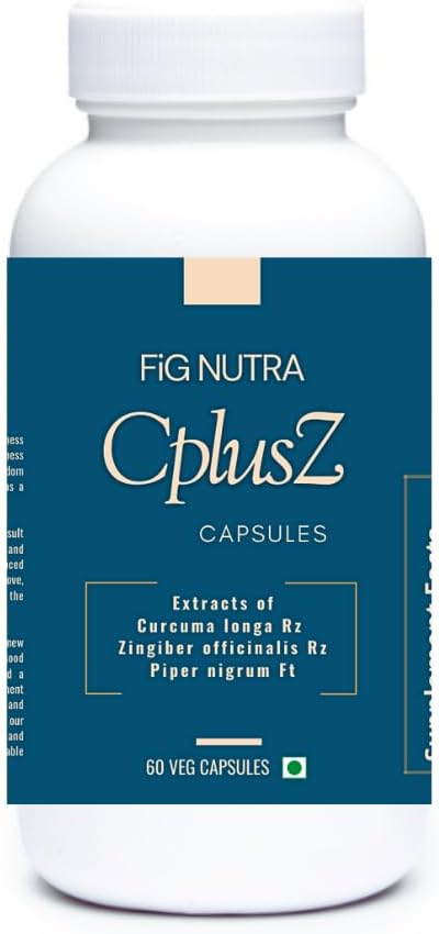 FiG Nutras CPlusZ: High Potency Curcumin med Black Pepper & Ginger Extracts - Förbättrad formel för Joint & Metabolic och Antioxidant Support - 60 Veg Caps