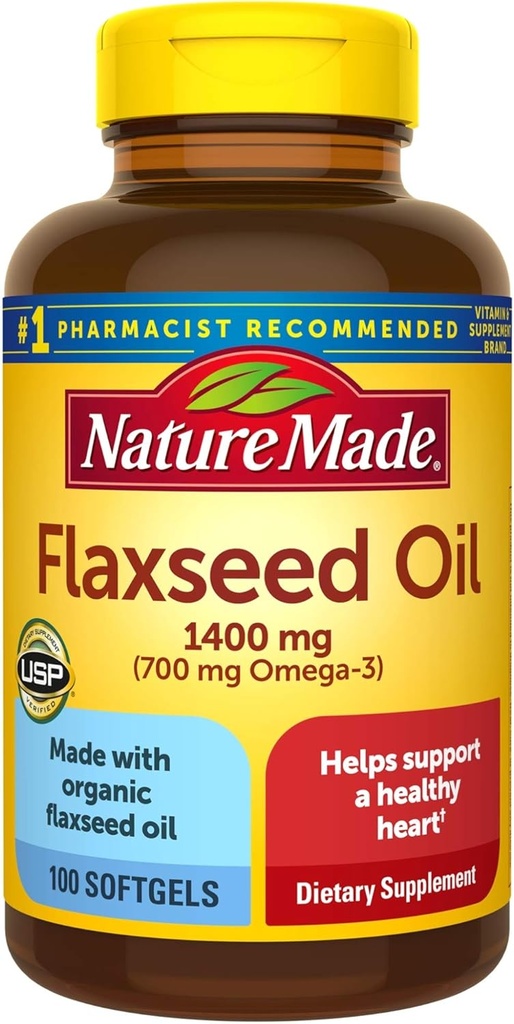 Flaxseed Oil 1400 mg Softgels, 100 greve för hjärthälsa