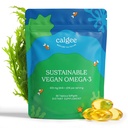 Calgee Vegan Omega 3-450mg DHA & EPA Fatty Acids - Hållbar Algerolja - Växtbaserade fiskolja alternativ - Carrageenan-Free Softgels (60 Ct)