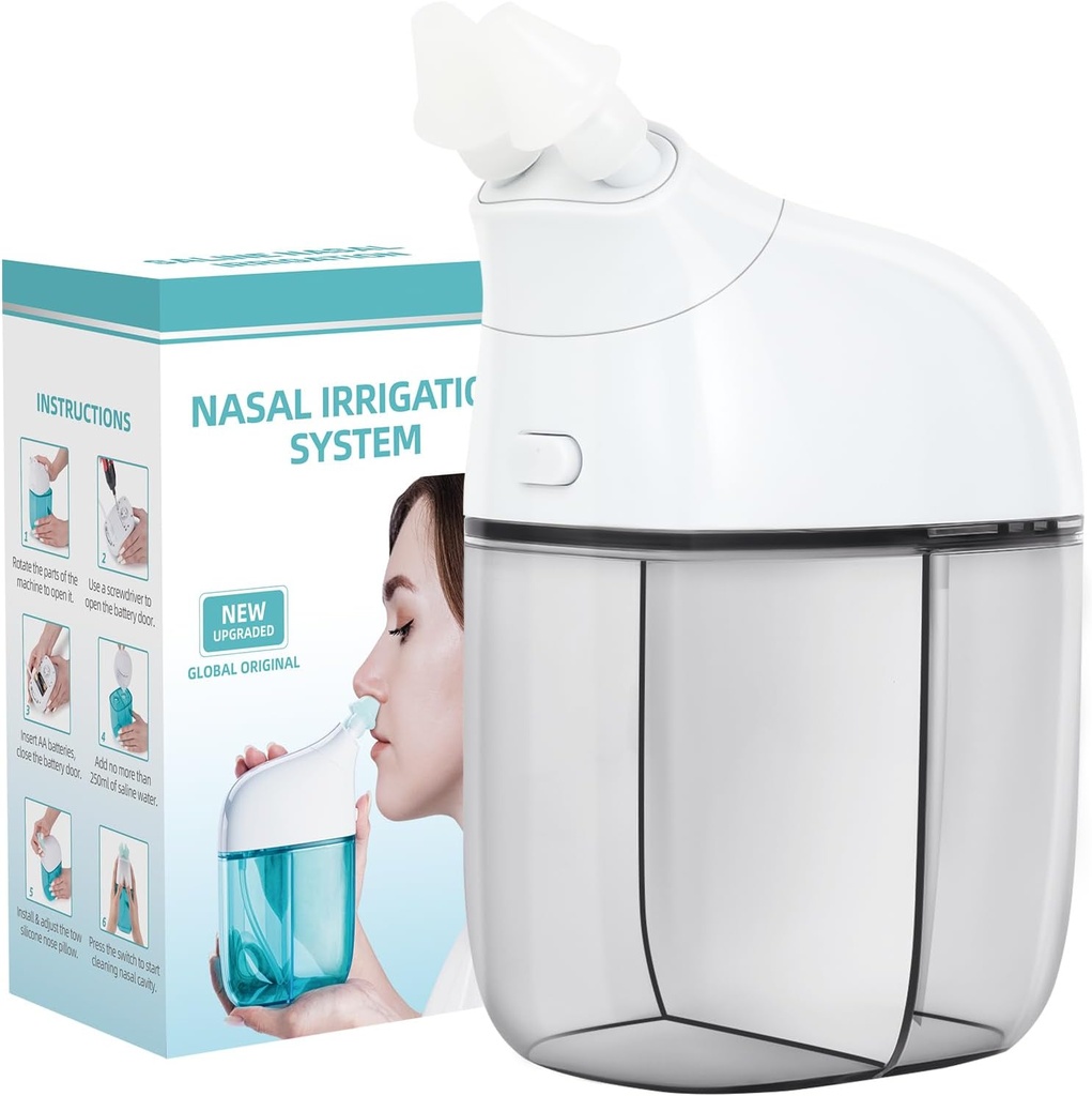 Nasal Irrigation System, Nasal Care, Sinus Rinse Machine, Nasal Rinse Machine, Nasal Cleaner med Auto Waste Collection Funktion för Sinus, Runny Nose, Nasal Congestion Grey