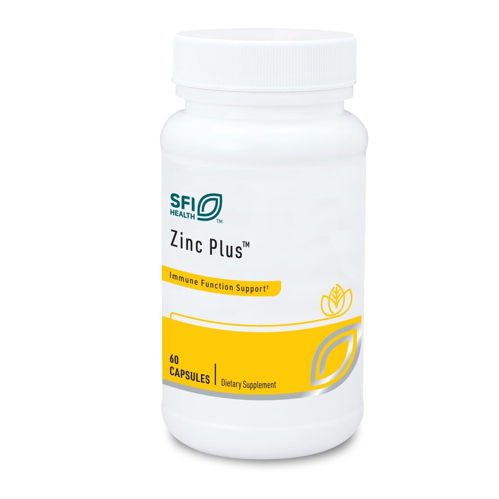 Klaire Labs SFI Health Zinc Plus Immune Support Supplement - Zinc Citrate with Copper, Vitamin B6 & Vitamin C - Hypoallergenic (60 Capsules)