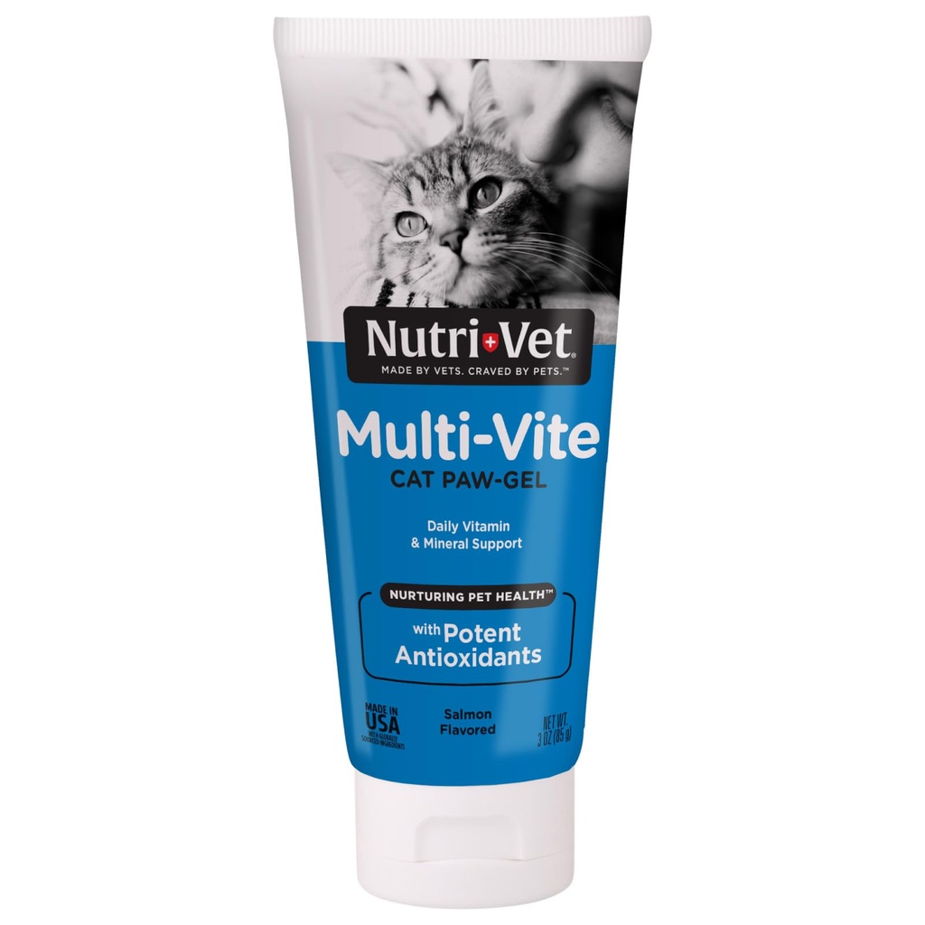 Nutri-Vet Multi-Vite Paw Gel för katter, Daily Vitamin, Kitten Supplies, Immune Support, Cat Vitamin, Potent Antioxidants, Multi-Vitamin Paw Gel, Senior Feline Supplements, 3 oz