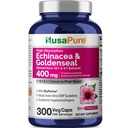 NusaPure Echinacea Goldenseal 200mg, (Extract 10:1, Equivalent till 2000mg), 200mg, (Extract 4:1, Equivalent till 800mg) - 2800mg 300 Veggie Caps (Vegetarian, icke-GMO, Vegan)