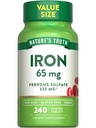 Naturens sanningsjärn tabletter 65mg | 240 greve | 325mg Ferrous Sulfate | Vegan, icke-GMO & Gluten fri tillägg
