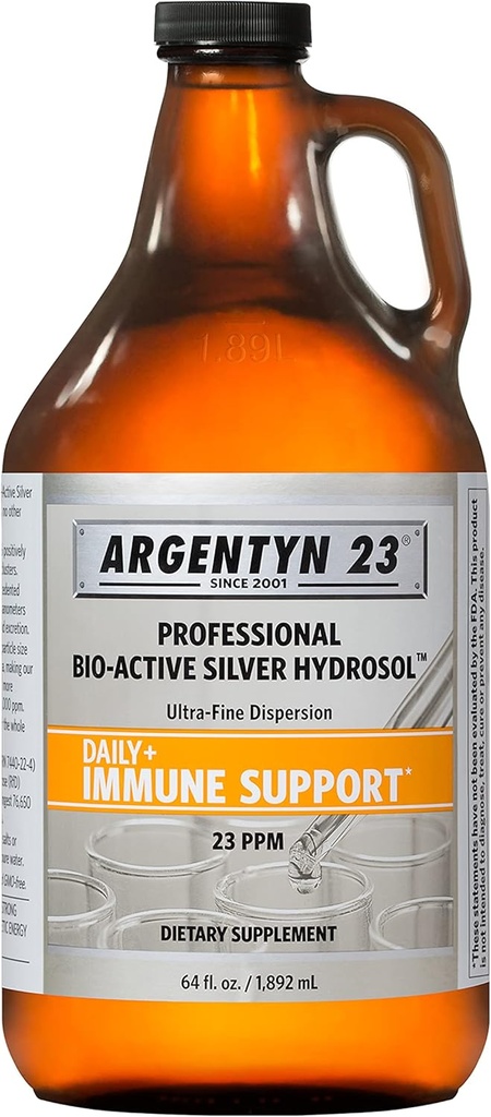 Argentyn 23 Professional Immune Support - Colloidal Silver, Bio-Active Silver Hydrosol, 23 ppm, Liquid Twist Top, 64 Fl Oz (1,892 ml)