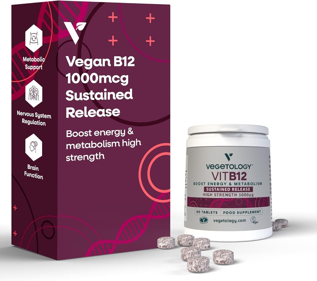 Vitamin B12 Supplements – Vegan B12 Vitaminer för energistöd – VIT B12 Vitamin Supplements for All Ages – Vitamin B12 1000 Mcg (60 Tabs)