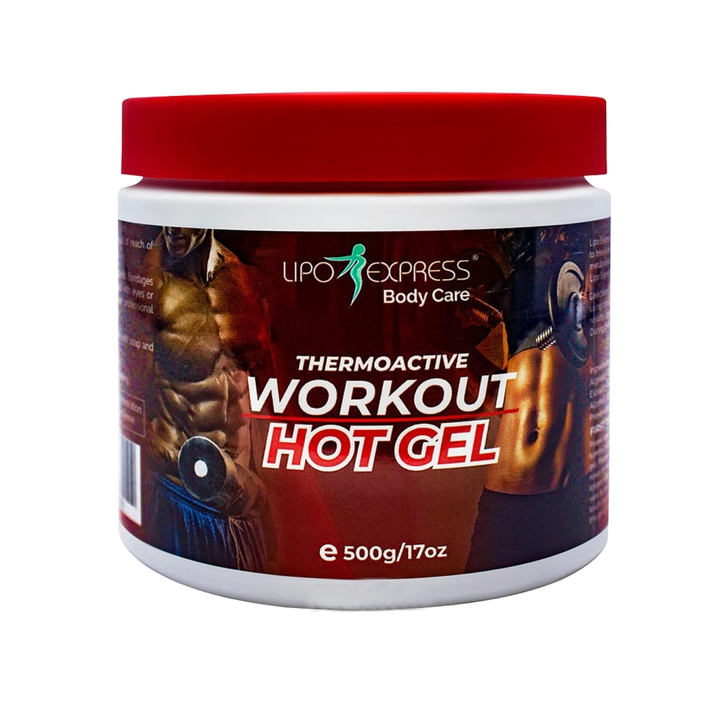 Workout Enhancing Fat Burning Hot Gel by LipoExpress 17 Oz - Best Hot-Gel Cream. Perfect for Workouts and Slimming. Thermoactive Hot Gel - Also Great for Muscle Relaxation and Massage