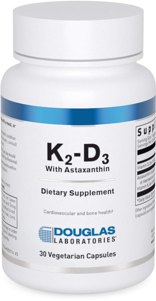 Douglas Laboratories K2-D3 with Astaxanthin - Antioxidant Support for Bones, Immune Function & Vascular Health* - With Menaquinone-7 & D Vitamin - 30 Vegetarian Capsules