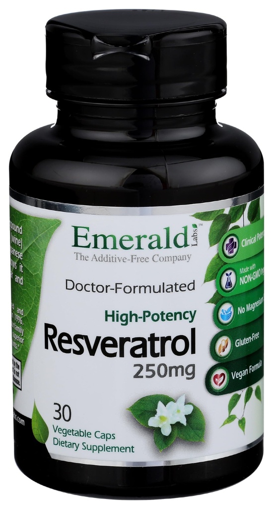 Emerald Labs Resveratrol - Kosttillskott med Resveratrol för cellulärt och kardiovaskulärt stöd - 30 grönsakskapslar